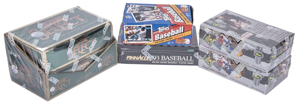 6 Box 1993 Derek Jeter Lot (Unopened boxes of 1992 Classic 4-sport (2), 1993 Pinnacle S.2, Select 2-box Lot + Topps S.1)